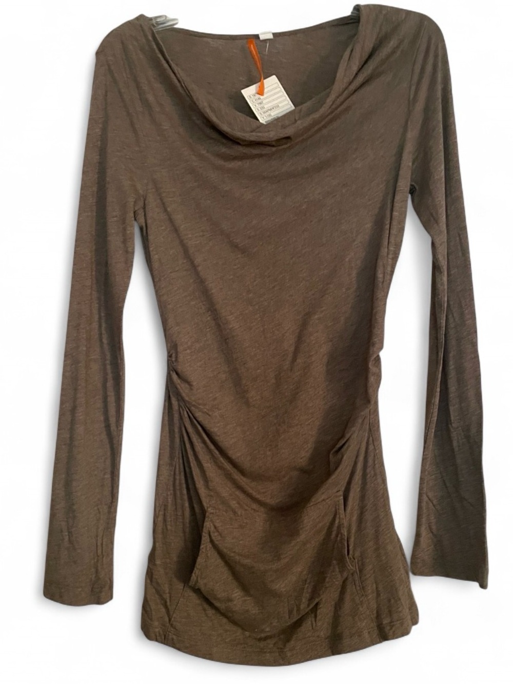 NWT Anthropologie Monday- Sunday Brown Cowl Neck Long Sleeve Top Womens Size Med